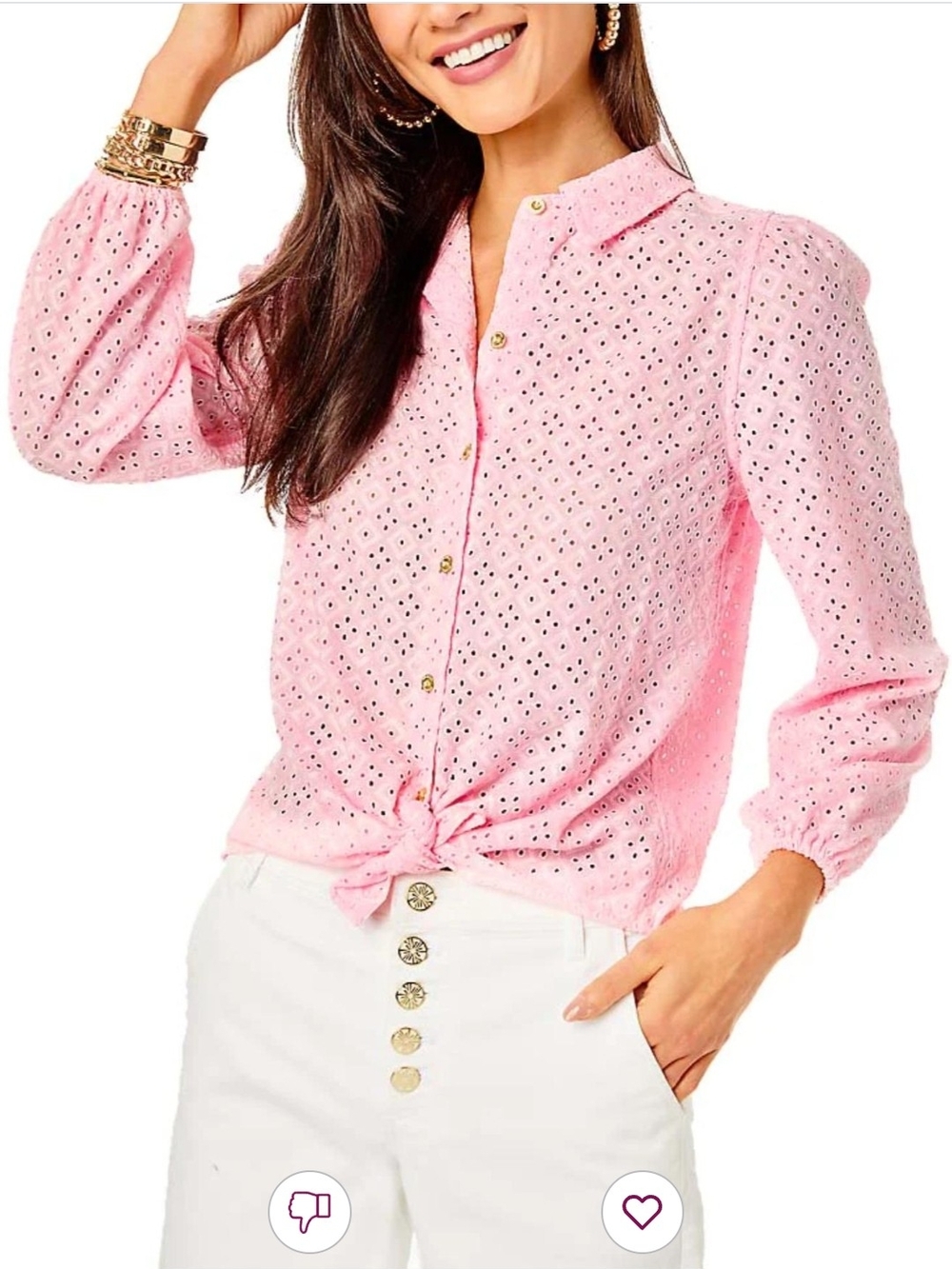 pink Lilly Pulitzer Sea Breeze Eyelet button-down top